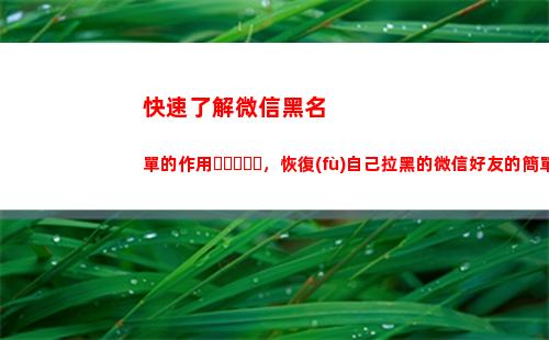 快速了解微信黑名單的作用，恢復(fù)自己拉黑的微信好友的簡單方法